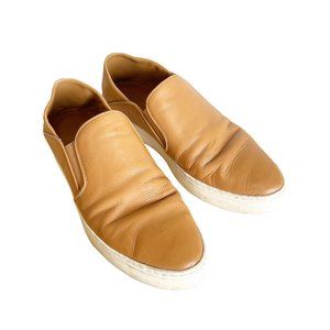 Vince Womens Size 8 Leather Sneakers Casual Flats Camel Tan Slip On Style Chic